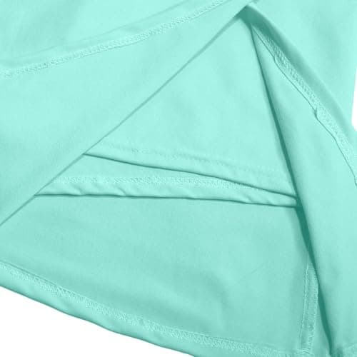 Women's Summer Two Piece Travel Lounge Set, Mineral Wash Cotton Tank Top Paired with Lined Split Athletic Skirt, Comfortable Outfit for Holiday and Leisure Wear(Mint Green, XL) — view 3