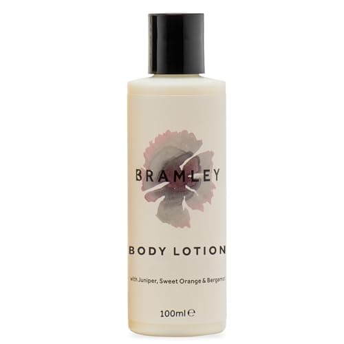 Bramley Body Lotion (100ml), Travel Size Body Moisturiser with Juniper, Sweet Orange & Bergamot Essential Oils, Natural Scented Cream That Nourishes & Softens, Vegan & Cruelty Free