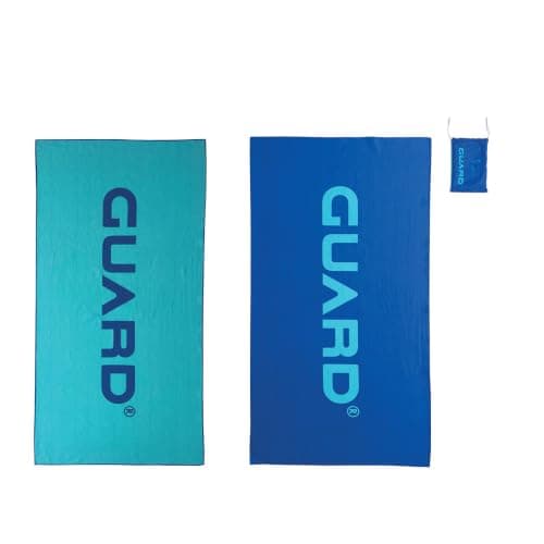GUARD® G.TOWEL Extra thick 380gsm. Extra large sand free microfibre beach towel. 100% recycled polyester, quick dry, super absorbent. For surfing, swimming, beach, gym, camping, packs into small bag.