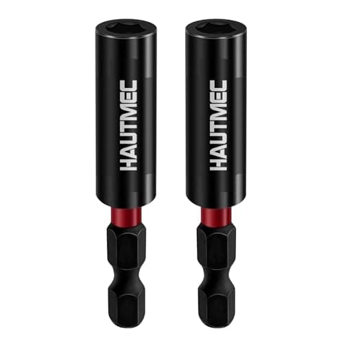 HAUTMEC 2PCS Magnetic Impact Drill Bit Holder, Universal 1/4" Hex Shank Bit Holder Extension, Durable Chrome Vanadium Steel, Quick-Change Screwdriver Bit Adapter, HT0163