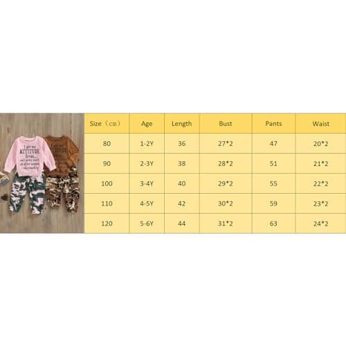 WWAYBEI Toddler Girls Clothes 1-6 Years Spring Fall Outfits Baby Letter Long Sleeve Pullover Sweatshirt Camouflage Pants Set (A# Pink, 4-5 Years) — view 2