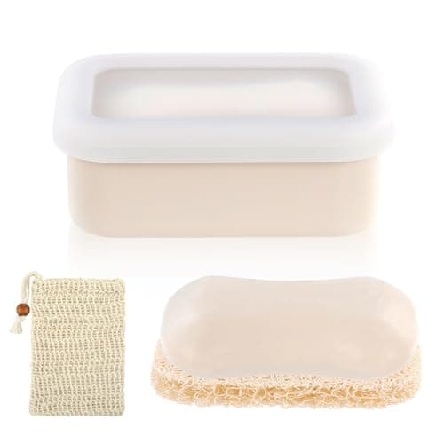 KUAOOAUK Silicone Travel Soap Case with a Draining Matandfoaming mesh bag