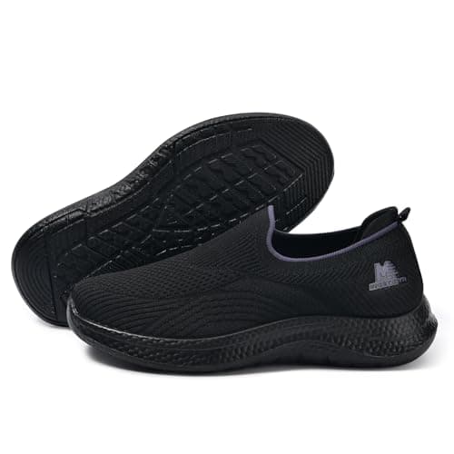 Women's Slip-On Walking Shoes Mesh Breathable Lightweight Casual Sneakers for Daily Gym Running Training Shoes (Black, Adult, Women, 5.5, Numeric, UK Footwear Size System, Medium) — view 2