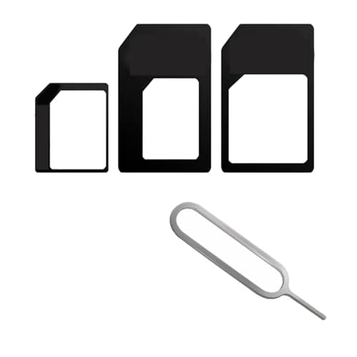 3-in-1 SIM Card Adapter Kit, Sim Adapter Set, SIM Tool kit,4 Pcs (Black) ﻿
