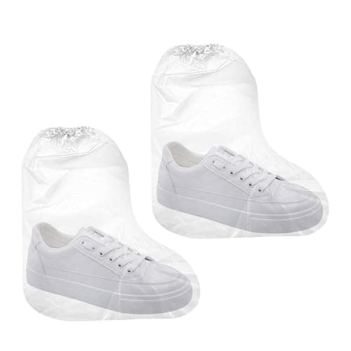 5 Pairs Waterproof Shoe Covers, Disposable Plastic Overshoes Boot Covers for Rain & Snow, Transparent Non-Slip Shoe Protectors with Elastic Bands for Cycling Camping Fishing Travel Outdoor Activities