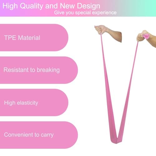 Jedebartey Resistance Bands, Exercise Band with 3 Strength Levels Optional 1.5m Long Stretch Bands for Women Men Yoga Pilates Strength Training Workouts Physiotherapy (Pink - Medium 20lbs) — view 6