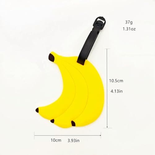 Cute Silicone Luggage Tag for Women Men Funny Fruit Travel Bag Tags Identifier Suitcase Label Personalized Luggage Tags, Banana B — view 6