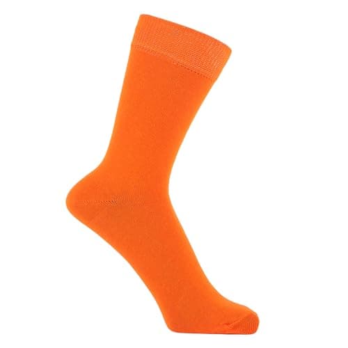 ZAKIRA Combed Cotton Dress Socks - Plain Colour Business Crew Socks for Men & Women, Soft Breathable Cotton, 6-10 (UK), Orange — view 3