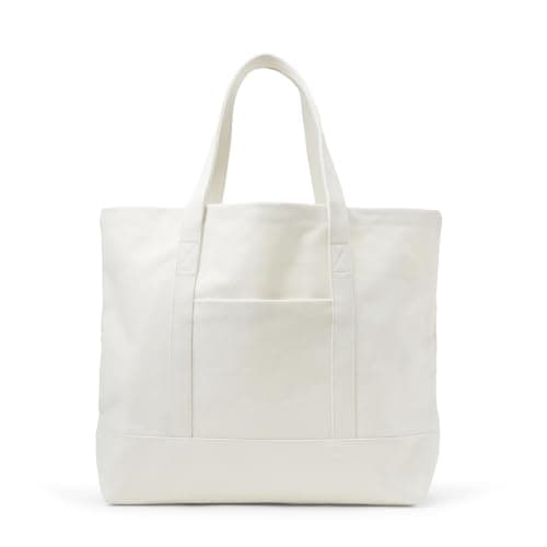 Amazon Essentials Unisex Adults' Large Heavy-Duty Canvas Beach Tote Bag, Natural, One Size