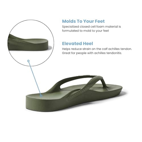 ARCHIES Arch Support Flip Flops for Men & Women – Orthotic Sandals for Plantar Fasciitis Relief – Lightweight, Cushioning, Shock-Absorbing Sandals for Walking, Foot Pain - Olive (UK 12) — view 6
