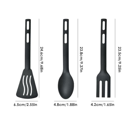 Nylon Kitchen Utensils Set 3-Piece, Non-Stick Cooking Tools Include Slotted Turner, Slotted Spoon and Spaghetti Fork, Heat Resistant Dishwasher Safe for Camping Travel Home Use — view 4