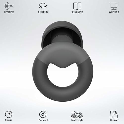 JUSTRVN Earplugs for Sleeping,Noise Reduction Soft Silicone Ear plugs with 7 Pairs Ear Tips&One Connection Cord,Hearing Protection Reusable Earplugs for Sleeping,Concert,Work&Sound Reduction 25dB-30db — view 2