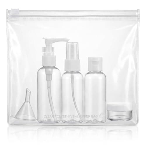 NAEEM SONS 5x Travel Bottles Set for Toiletries Empty Refillable Clear Plastic Travel Liquid Containers Ideal For Shampoo Cosmetic Lotion Body Wash Makeup Shower Gel Hand Soap Travel (5PC)