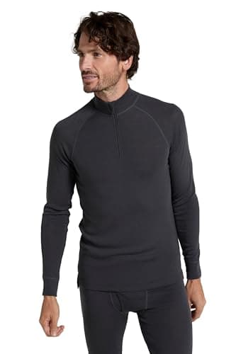 Mountain Warehouse Merino Mens Zip Neck Base Layer Top Dark Gre XL
