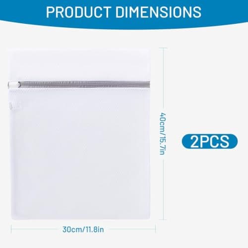 Rainberg Mesh Laundry Bags for Washing Machine, 30x40cm Durable with Zip Reusable Clothes Washing Bag for Travel and Storage, White (2 Pack - 30x40cm) — view 2