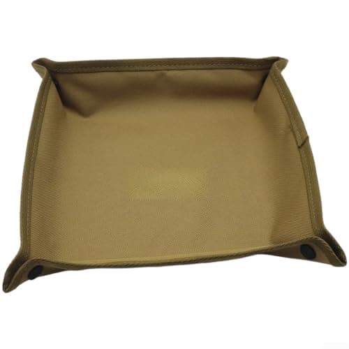 Square Folding Storage Tray Constructed from 900D Oxford Material for Consistent Performance Outdoor Travel and Indoor Use (L-Khaki)