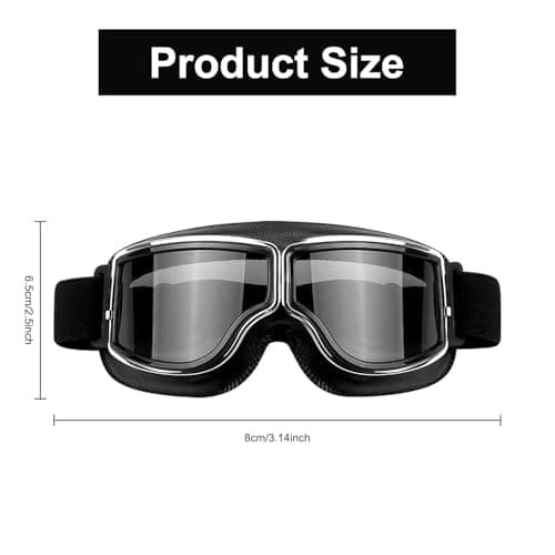 Hopzab Goggles with UV Protection & Anti-Fog – Unisex Motorcycle & Outdoor Sports Goggles, Helmet Compatible, Windproof Snow for Cycling, Skiing, Snowboarding, Vintage Design — view 2