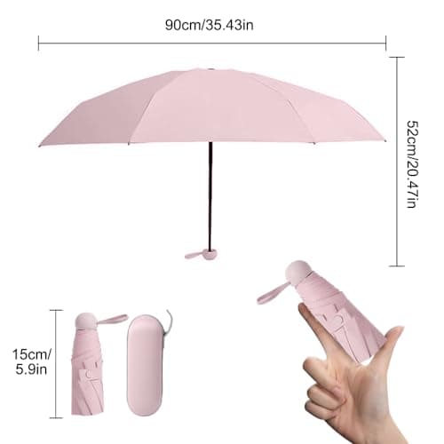YZDZSW 6 Ribs Windproof Compact Umbrella, Small Umbrella for Handbag, Pink — view 2