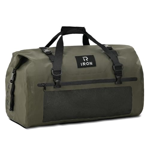 BORLENI Motorcycle Dry Bag Waterproof Luggage Roll Motorcycle Bag Saddle Bags Travel Bag Reflective Olive 60L