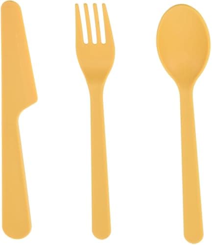 Envenzo Reusable Picnic Dinner Set for 4, 29 Piece Plastic Tableware Set with Plates, Bowls, Cups and Cutlery for Camping, Garden and Outdoor Dining, Yellow — view 6