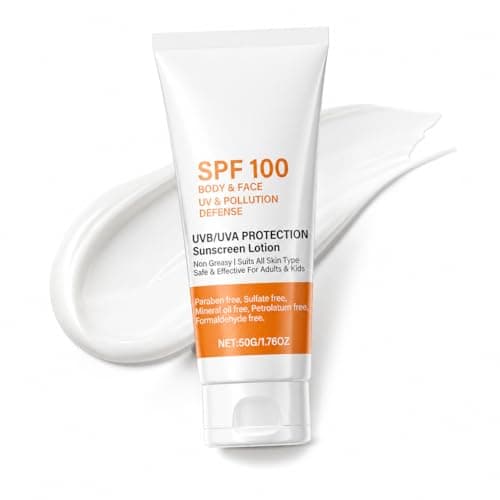 SPF 100 Sunscreen Lotion for Body & Face, High Protection Sun Cream, UVA UVB Face Sunscreen, Lightweight Non Greasy Sun Lotion, Daily Moisturising Sun Screen for Men Women Adults
