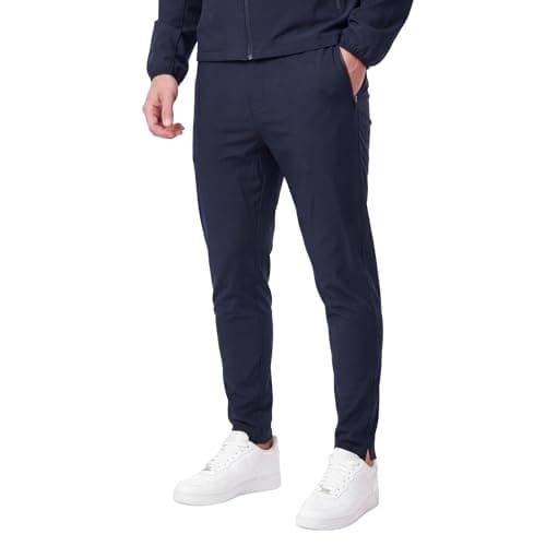 Spindle Men’s 2-Pack Premium Performance Tracksuit Twinset – Tech Bi-Stretch Athletic Hooded Jacket & Jogger Pants Sweatshirt Bundle, Breathable Cotton Poly Training Gym Sweatsuit Set (Navy) — view 4