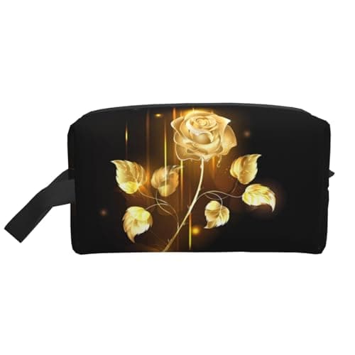 JaoXer Large Travel Cosmetic Bag â€“ Reusable gold rose Print Dopp Kit for Toiletries, Portable Organizer for Men and Women, White, One Size