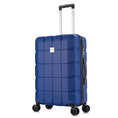 ATX Luggage Medium Suitcase on 4 Dual Spinner Wheels Super Lightweight ABS Hard Shell Hold Check in with Built-in TSA Lock (Midnight Blue, 65Liter)
