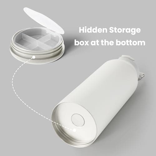 BOTTLE BOTTLE Insulated Water Bottle with Straw 1180ml(40oz) Sports Stainless Steel Water Bottles with Handle Lid Outdoors Drink Flask for Pills (white) — view 2