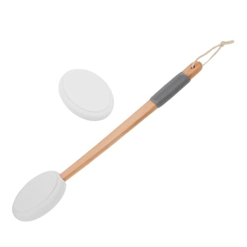 GLEAVI Back Lotion Applicator Body Moisturiser Brush, Wooden Eva Self-Tanning Applicator, White, Ergonomic Handle, for Seniors, Travel Body Care Routine