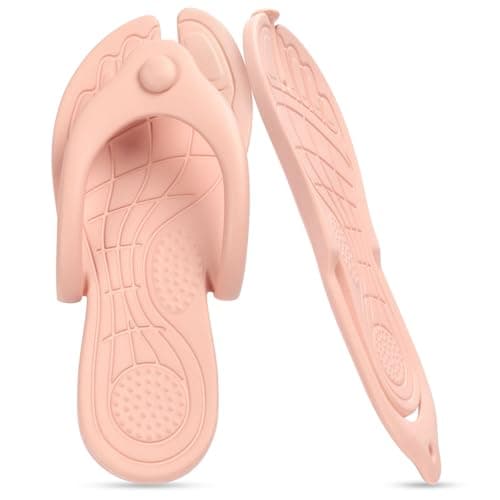 Aomig Foldable Flip Flops Womens Lightweight Travel Thong Slippers Portable Folding Slides Sandal Non Slip Thong Sandals Yoga Open Toes Slippers Quick Drying Shower Shoes Flip Flops(Pink-8.5-9.5 UK)