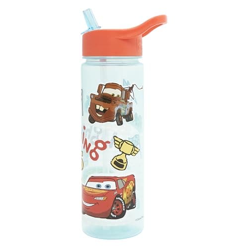 Disney Cars 600ml Kids Water Bottles with Straw by Polar Gear - Back to School Supplies for Boys - Lightning Mcqueen Gifts - Official Pixar Cars Merchandise