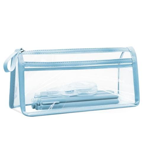 hoinya Clear Pencil Case, See Through Pencil Case for Exams, Waterproof PVC Zip Pencil Pouch with Large Capacity | Versatile Storage for Stationery, Toiletries, Makeup, Travel & Office Supplies