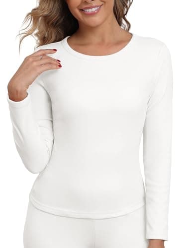 IWOLLENCE Thermal Long Sleeve Top Women (White, M) — view 2