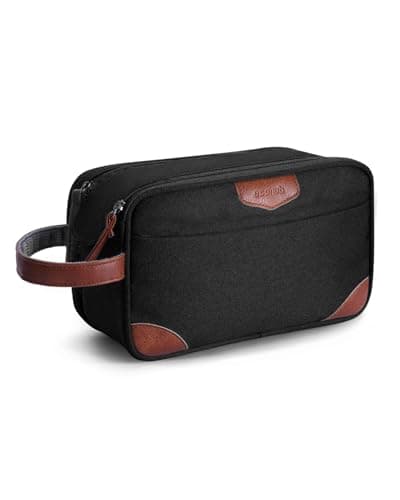 ECOHUB Wash Bag for Men, Water-Resistant Travel Toiletry Bag with Wet Pocket, Recycled Dopp Kit Shaving Bag Fit Full Size Toiletries, Wide-Open Dual Zipper Cosmetic Makeup Organizer Bag, Black