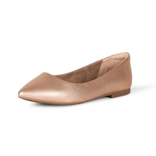 Amazon Essentials Women's Pointed-Toe Ballet Flat, Rose Gold, 6 UK