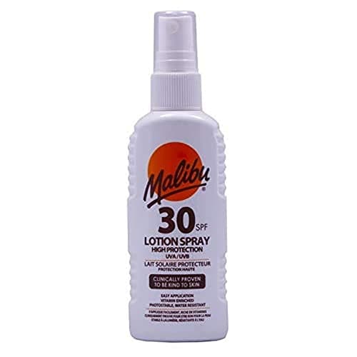 Malibu Sun SPF 30 Lotion Spray, High Protection Sun Cream Spray, Vitamin Enriched Moisturising Sunscreen Lotion for Body, Water Resistant, 100ml