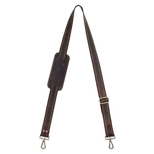 Hell Blues Bag Shoulder Strap - Genuine Leather with Brass Swivels Adjustable 57" Universal Replacement Strap for Laptop Bags, Luggage Duffel, Crossbody (145 cm) (Dark Rustic Brown)