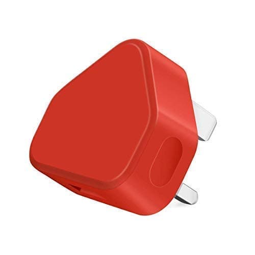 Themax® 1000mAh USB UK 3 Pin Plug Travel Charger Adapter CE Approved Compatible iPhone iPad All Models Samsung Galaxy HTC LG Sony Huawei Motorolla Etc (Red) — view 2