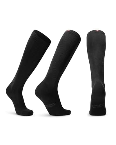 DANISH ENDURANCE Compression Socks, Organic Cotton Flight Socks, 14-18 mmHg, Men & Women, Unisex, Black, 6-8