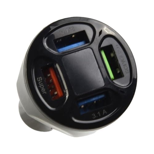 EaseSunny 4 USB Car Charger, Fast Charging Adapter, LED Display Voltage Monitor, QC 3.0 Multi Port, 66W High Power, for iPhone Samsung Android Tablets, 12-24V Vehicle Accessory — view 3