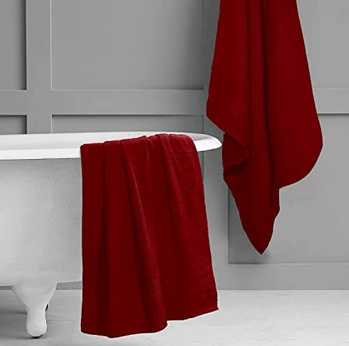 Textile Do Extra Large Super Jumbo Bath Sheet Towel 100% Egyptian Cotton XL Bath Sheets(100 x 200 cm-600 GSM) (Red) — view 2