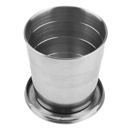 Beufee Stainless Steel Folding Cup, Collapsible Metal Cup Collapsible Travel Cup Camping Mug Portable Outdoor Travel for Hiking Camping Picnic(XL)