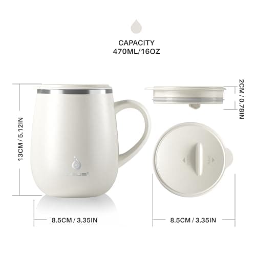 Ideus 460ml Insulated Coffee Mug with Lid and Handle (White 2.0) — view 5
