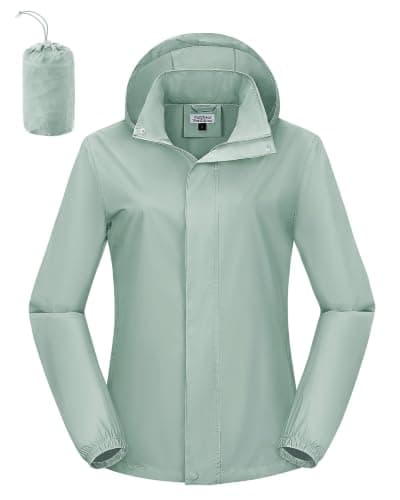 Outdoor Ventures Women's Raincoat Waterproof Rain Jacket Foldaway Hood