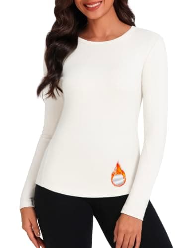 Harlamvar Women's Thermal Tops Round Neck Long Sleeve Soft Warm Base Layer