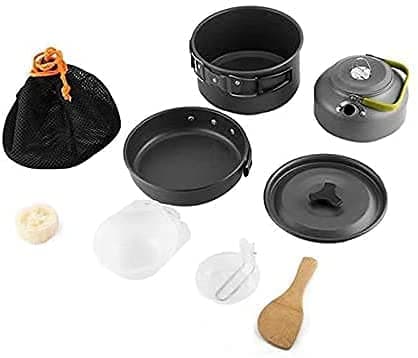 Queta 10-Piece Cookware Kit Picnic Pots Cookware Camping Set for Camping Outdoor Hiking Picnic BBQ, Foldable Camping Pots, Fda Certified — view 4
