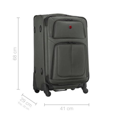 WENGER Sion Soft-Shell Suitcase M, 72/82 l Expandable, 4 Wheels, Grey — view 2