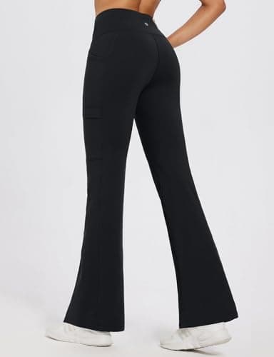 baleaf Womens Tall Fleece Lined Trousers Thermal Flared Leggings Water Resistant with Zip Pockets Ladies Long Winter Walking Hiking Pants Black-31'' M — view 2
