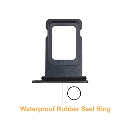 Cemobile SIM Card Tray Slot Holder Replacement with Waterproof Rubber Seal Ring for iPhone XR + SIM Card Tray Open Eject Pin (Black) — view 2